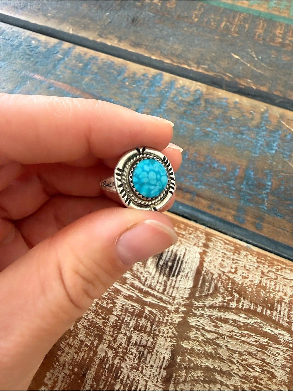 Handmade Turquoise Sterling Silver Ring US size 5